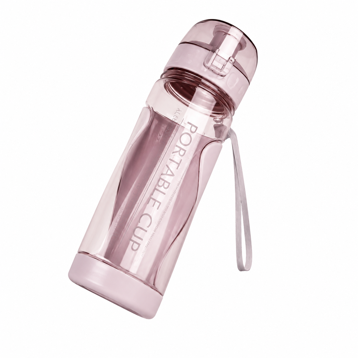 FlexSip Travel Bottle in pink with flip straw lid, lightweight and leakproof for hydration on the go.
