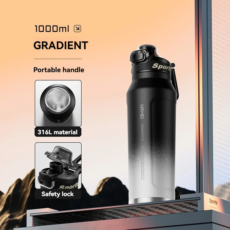 ArcticLock Bottle featuring a gradient design, portable handle, and safety lock for leak-proof hydration.