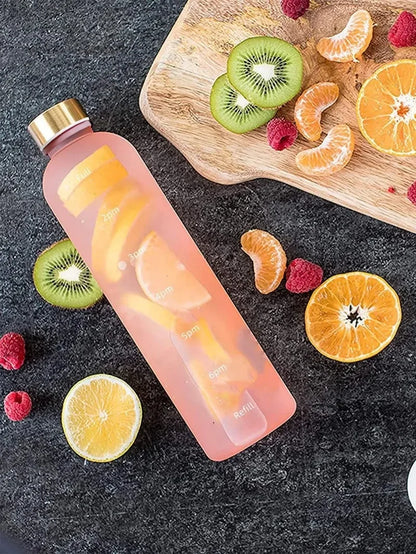 1-Liter Motivational Water Bottle with Time Markers