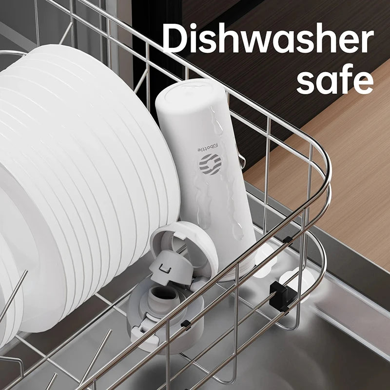 MagSnap Bottle Pro shown in a dishwasher, highlighting its dishwasher safe feature for easy cleaning.