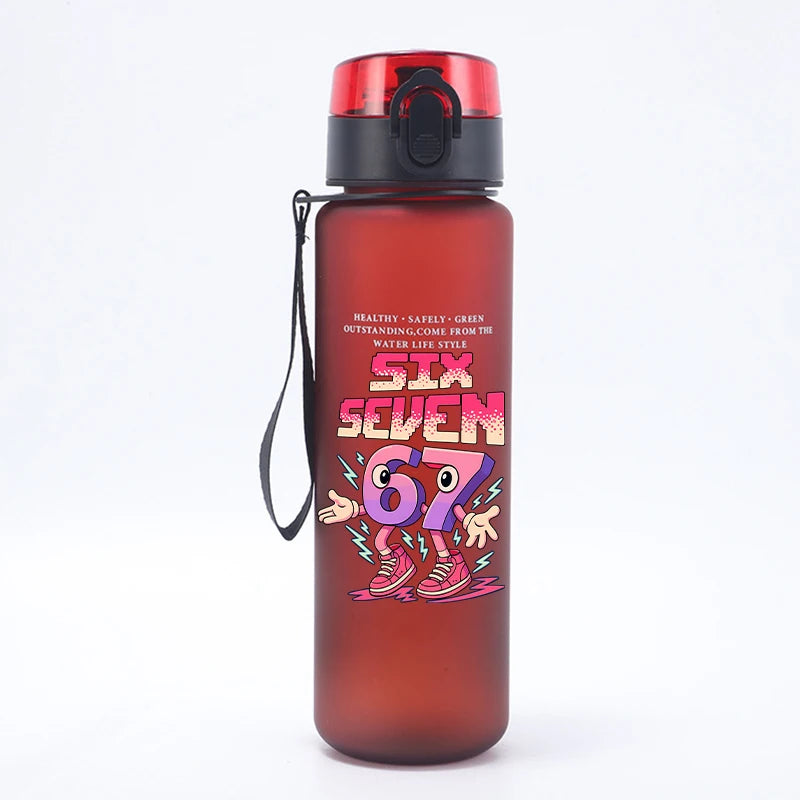 SixSeven Kids Bottle, a kids water bottle with cartoon design, lightweight, leak-proof, perfect for active children.