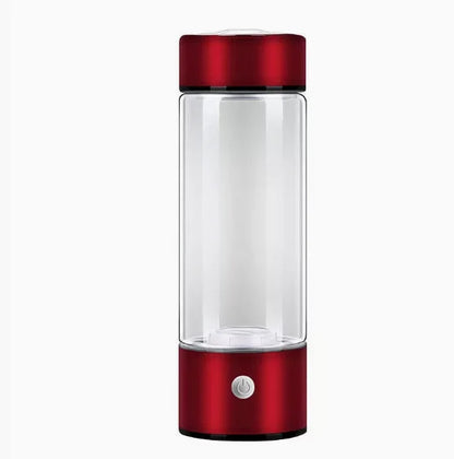 Hydrogen Boost Bottle in red color, portable design for fresh hydrogen-rich water on-the-go.