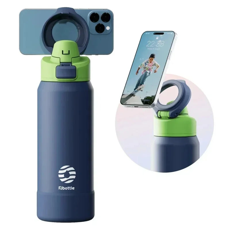 MagSnap Bottle Pro featuring magnetic phone holder for hands-free use with smartphone and stylish design.