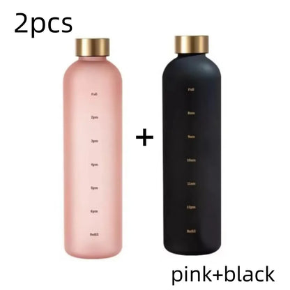 1-Liter Motivational Water Bottle with Time Markers