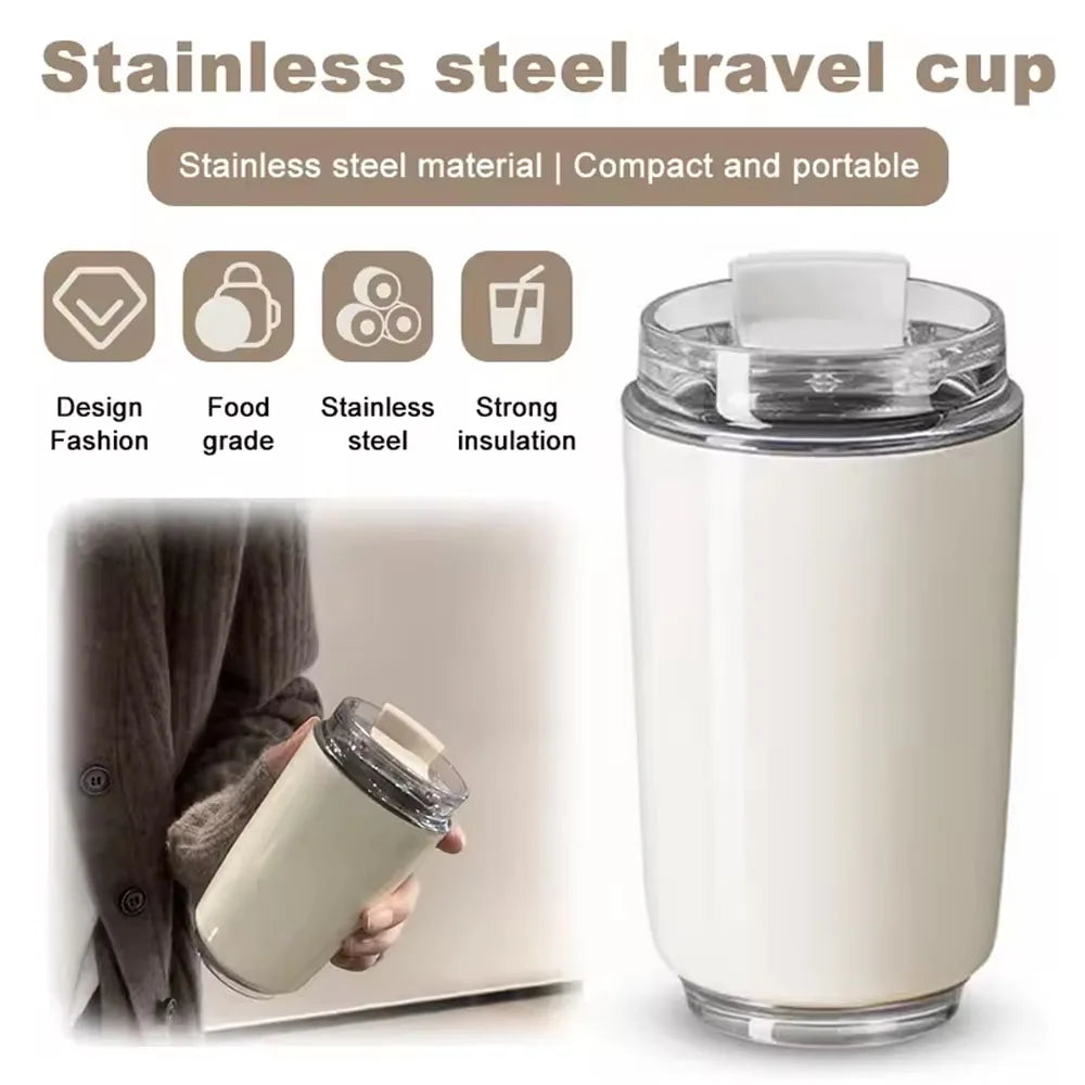 insulated travel mug made from stainless steel, portable design, strong insulation for beverages on the go