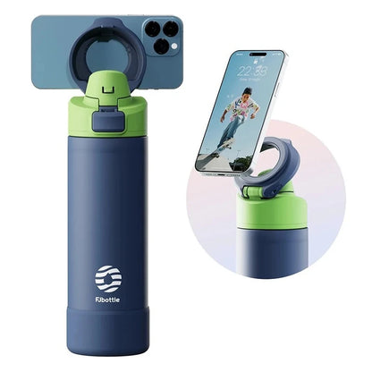 MagSnap Bottle Pro with magnetic phone holder, ideal for hands-free hydration and content sharing.
