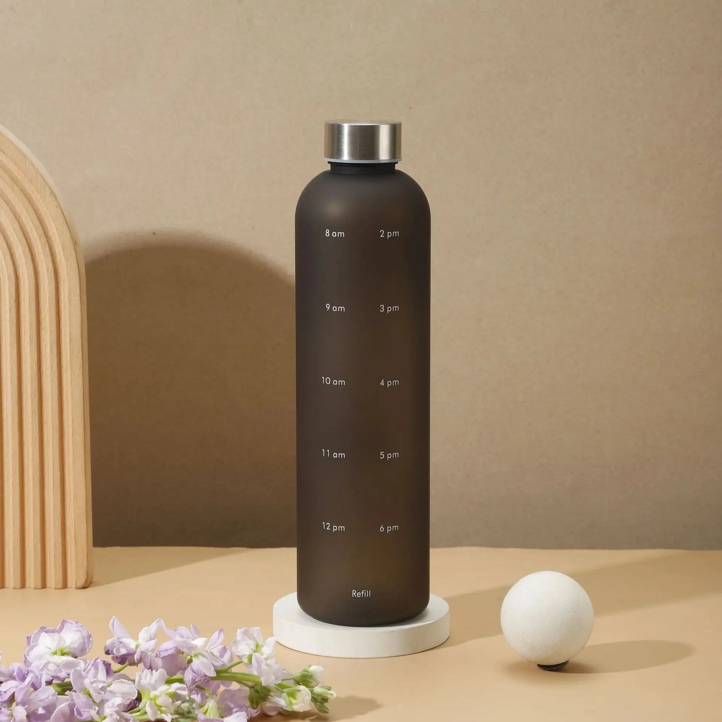 1-Liter Motivational Water Bottle with Time Markers