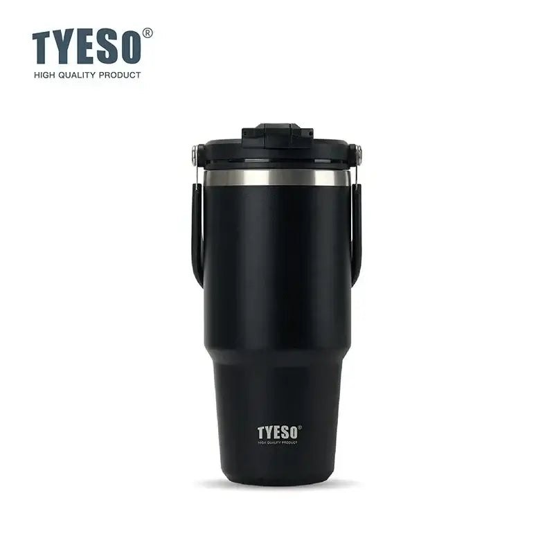 Insulated tumbler with dual-drink lid in black, perfect for hydration on the go with vacuum insulation.
