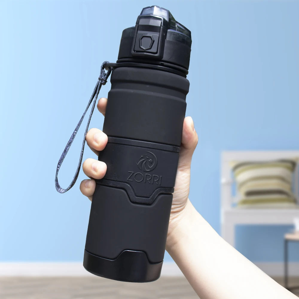 HydroLock Sport Bottle held in hand, showcasing its durable, leak-proof design for active lifestyles.