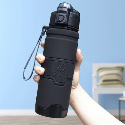 HydroLock Sport Bottle held in hand, showcasing its durable, leak-proof design for active lifestyles.