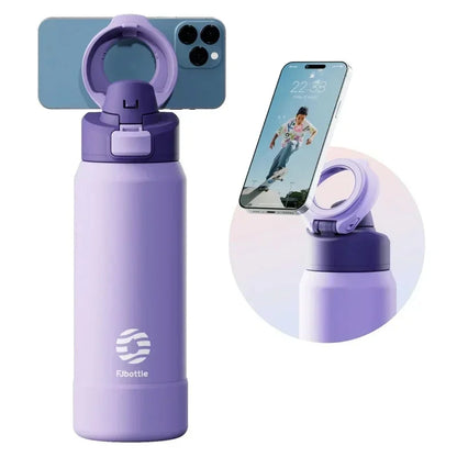 MagSnap Bottle Pro with magnetic phone holder, perfect for hands-free hydration on the go.
