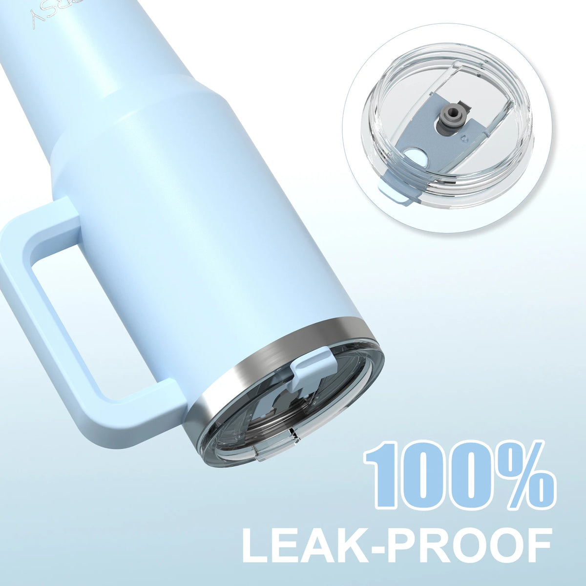 FlowGrip Tumbler featuring a comfortable handle and leak-proof lid, an insulated tumbler with handle for drink storage.