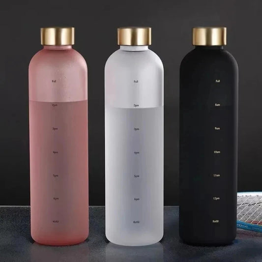 1-Liter Motivational Water Bottle with Time Markers