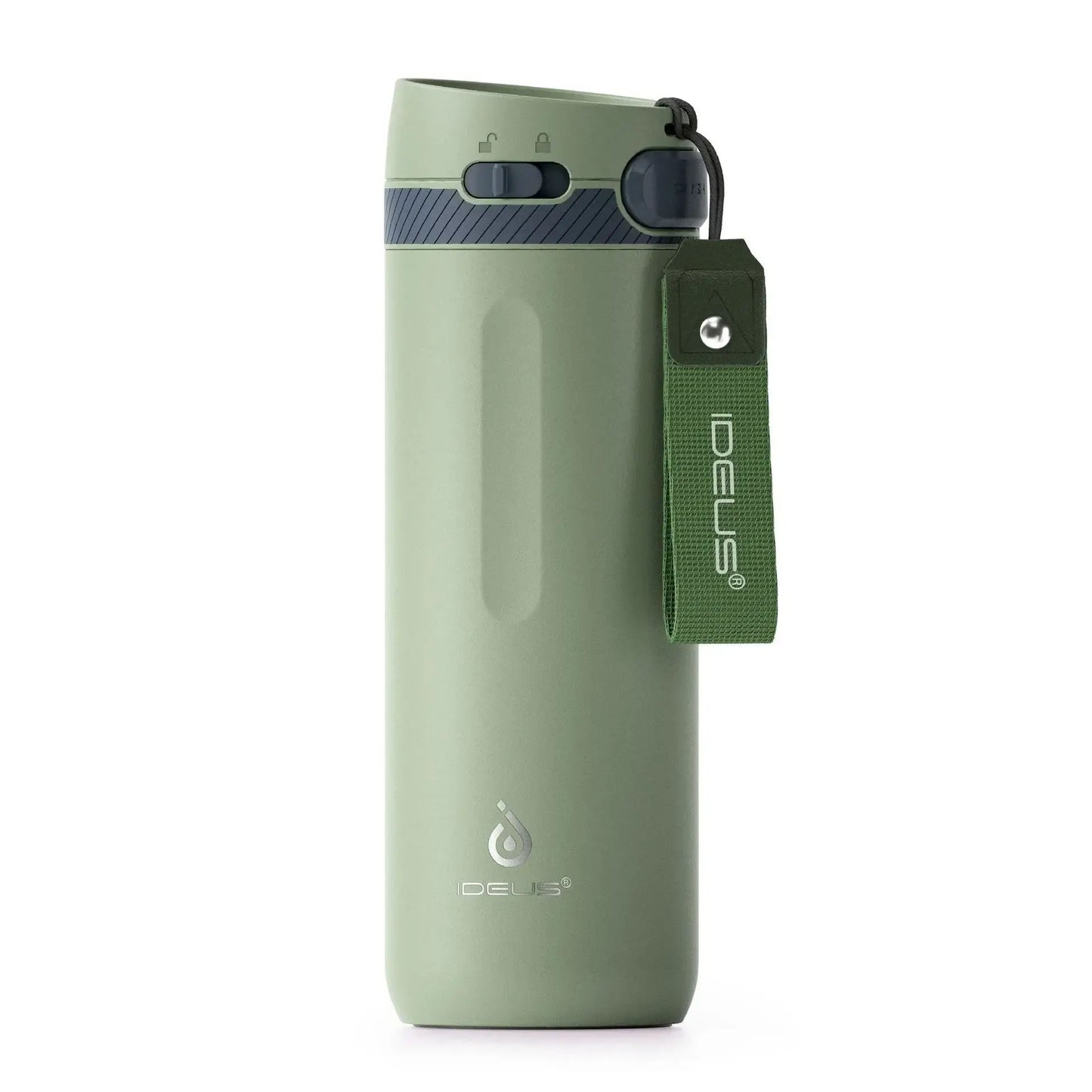 PureSip Thermal Bottle in green, designed for durability, leak-proof, and ideal for keeping drinks hot or cold.