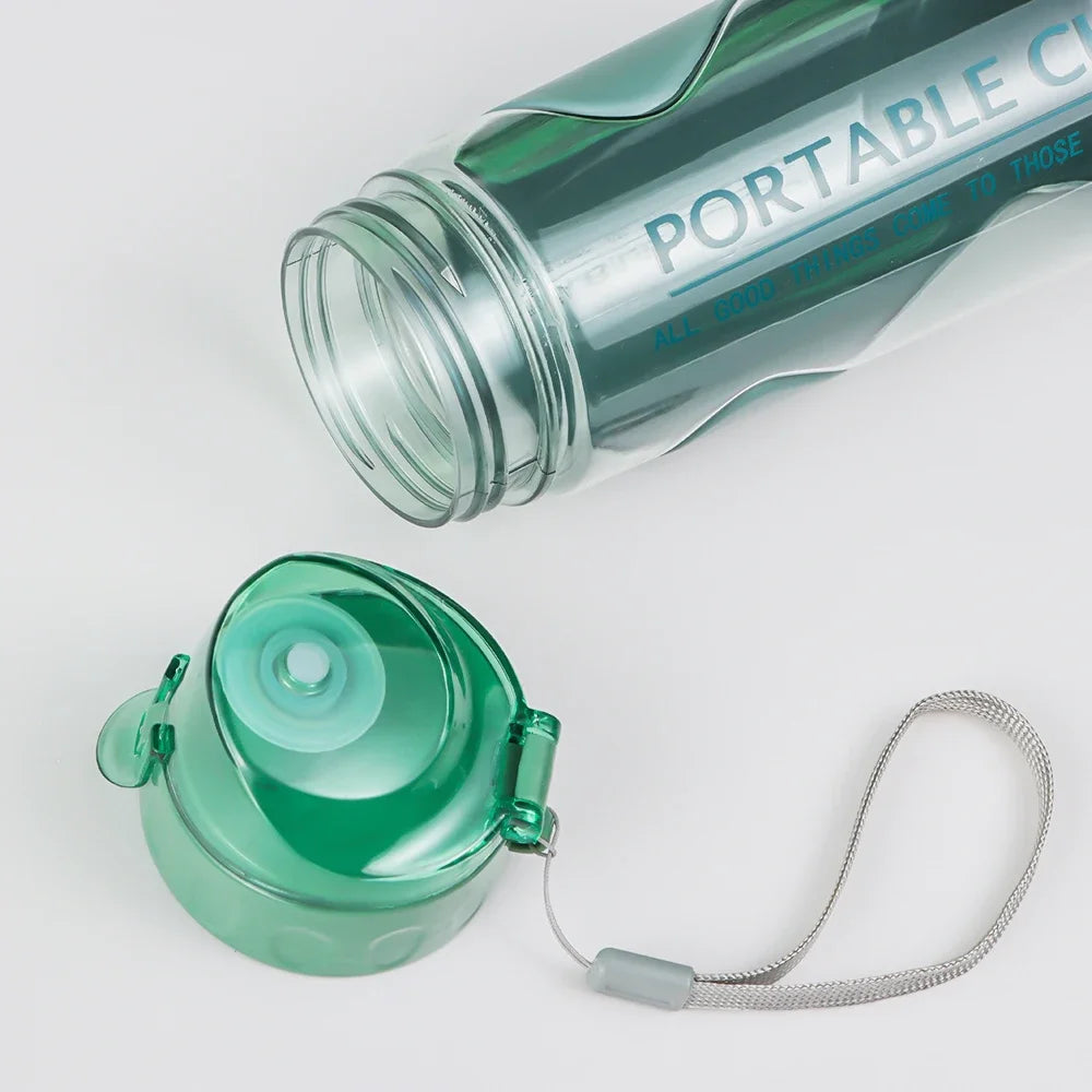 FlexSip Travel Bottle with flip-top straw lid for easy sipping and leakproof design.