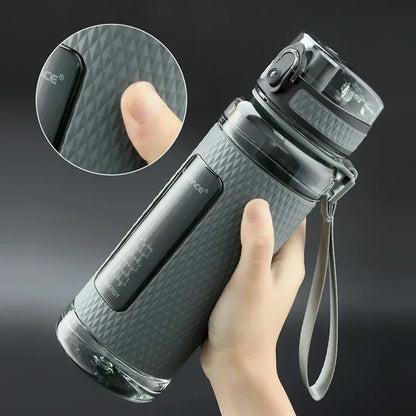 Portable BPA-Free Sports Water Bottle showcasing easy one-click lid and leak-proof design, perfect for hydration on the go.